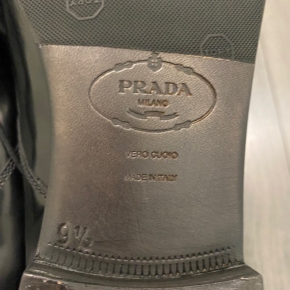 Prada Black Brushed Leather Derby Shoes Size 10.5 NWT - Picture 9 of 13
